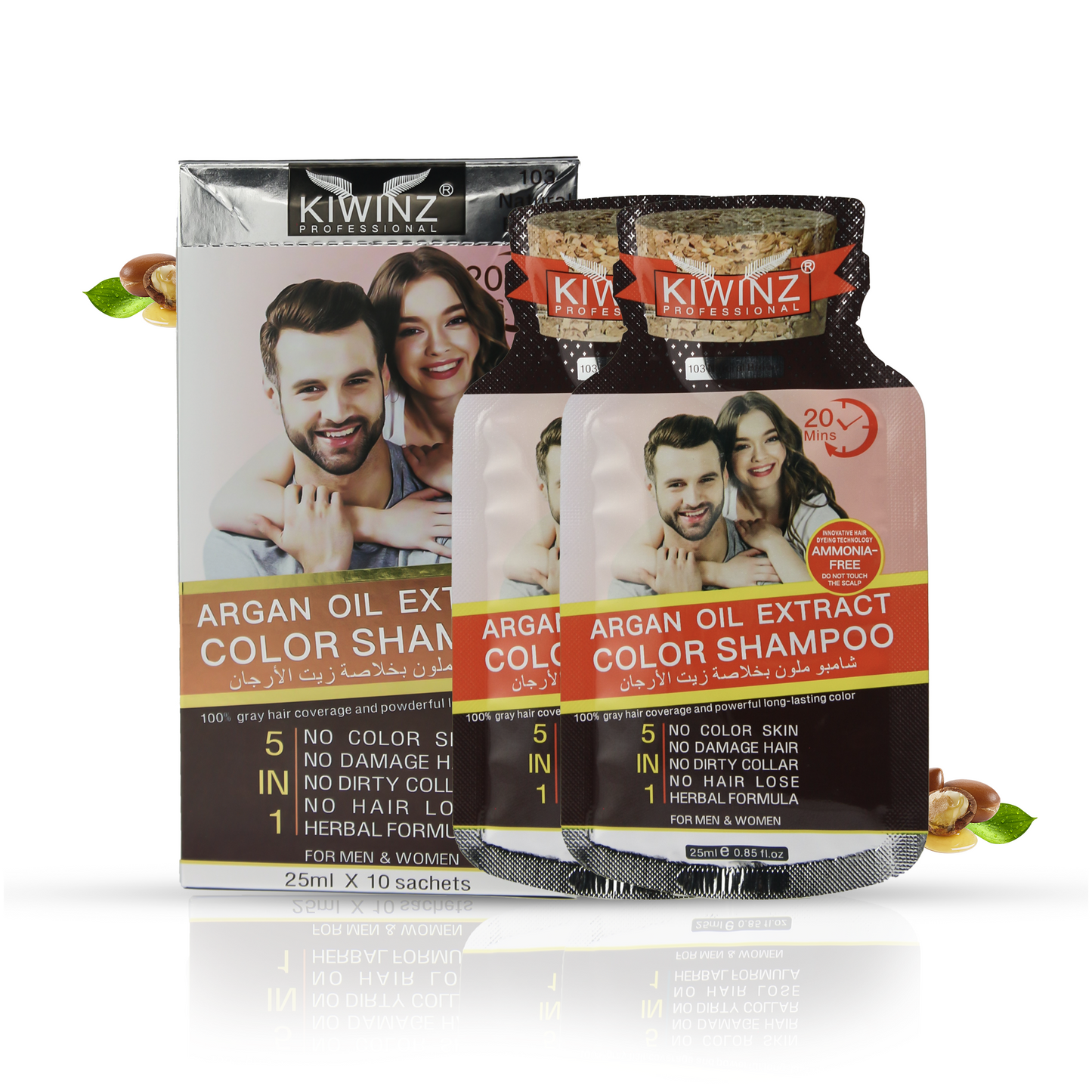 Kiwinz Hair Color Shampoo Sachet Packets For Men & Women